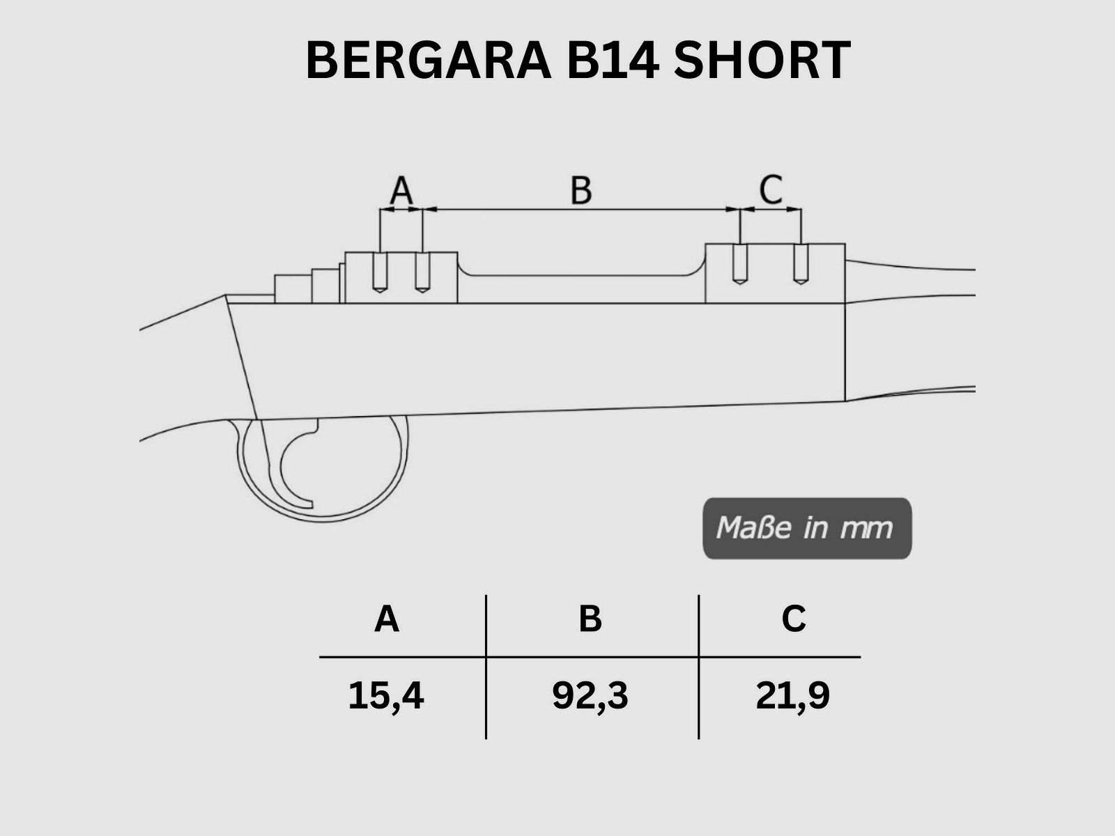 Rifle Doc Picatinny Weaver STAHL Schiene Bergara B14 SA (Short Action)