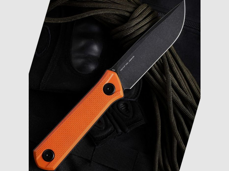 Bestech Einhandmesser Hedron orange black stone wash, Bild 3 von 12