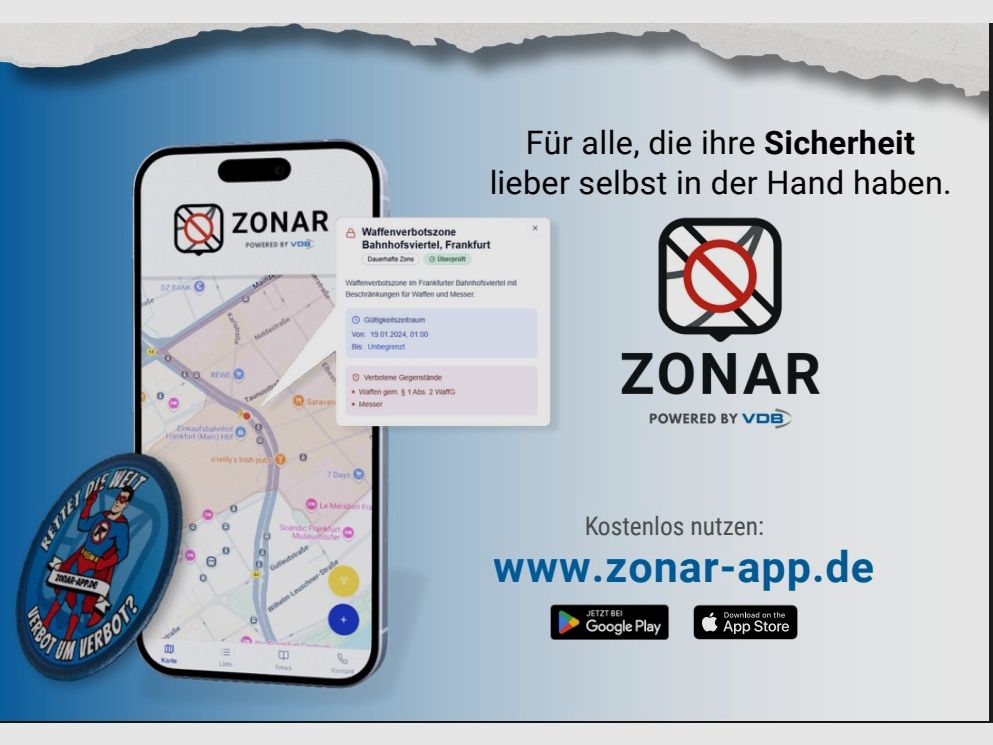 VDB Fan-Artikel Waffenverbotszonenmann Patch Zonar-App (6,5cm), Bild 2 von 3
