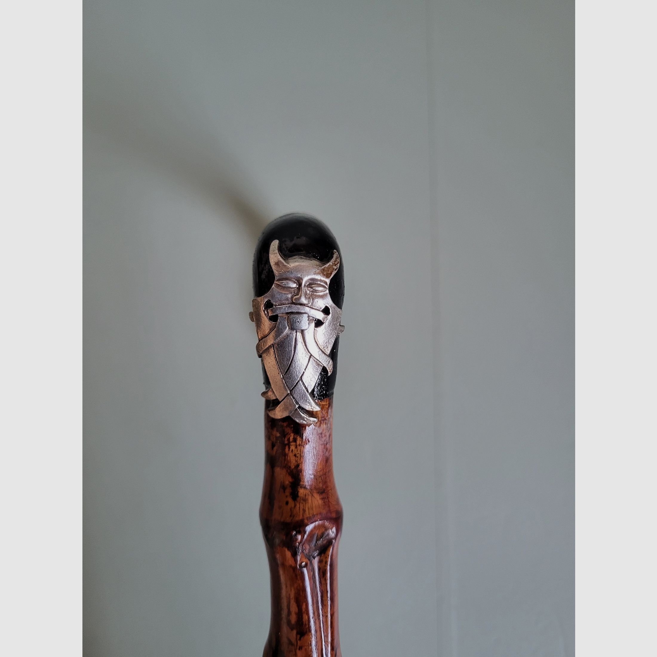 Canne de marche de chasseur - 800 argent - corne - viking - G .August Schwäbisch Gmund - années 1930