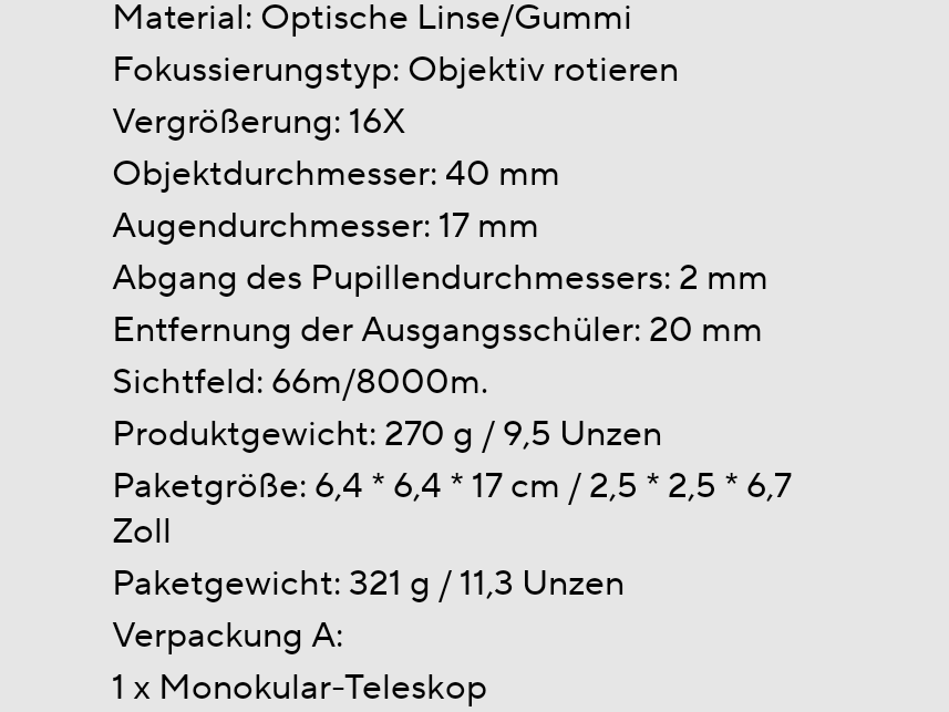 Monokular Teleskop Fernglas Monokel neu zoom 16x52 Fernrohr 16 x 52