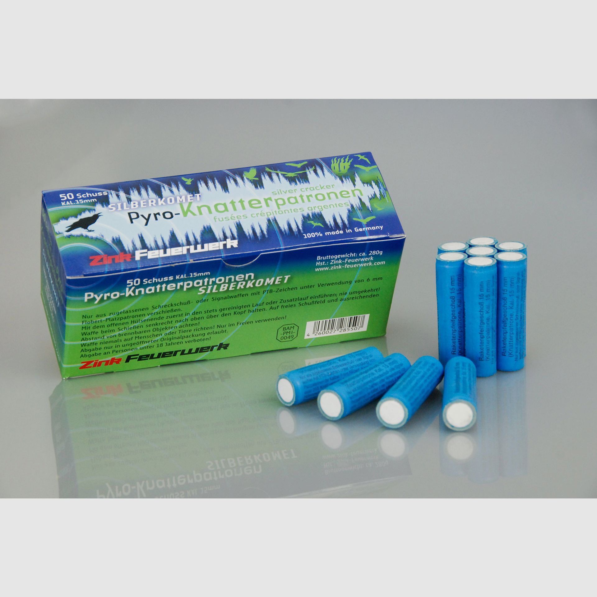 Zinc signal fireworks pyro crackling cartridges, 50 shots