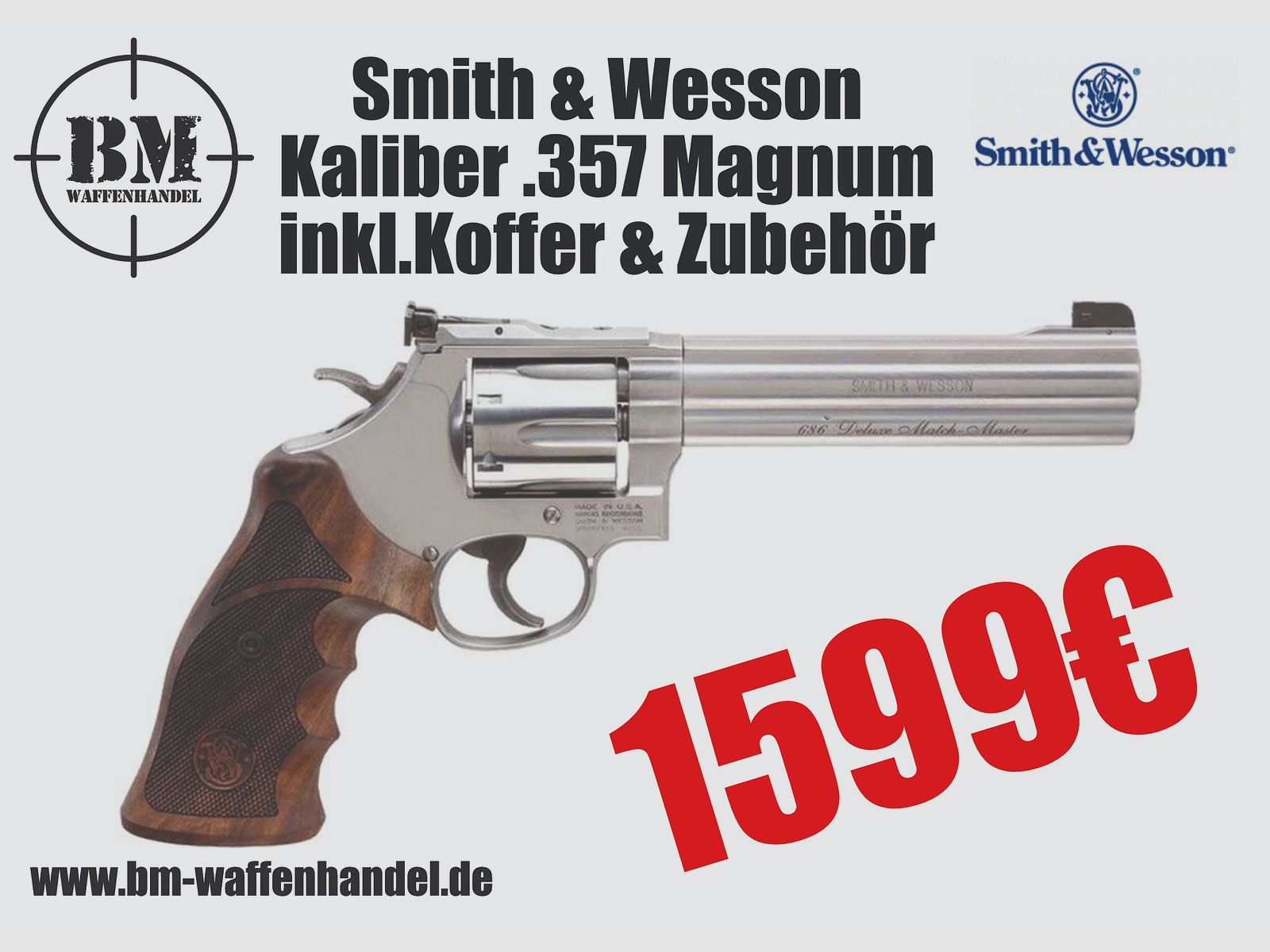 Revolver Smith & Wesson 686 Target Champion calibre .38 Special & .357 Magnum, image 1 sur 3