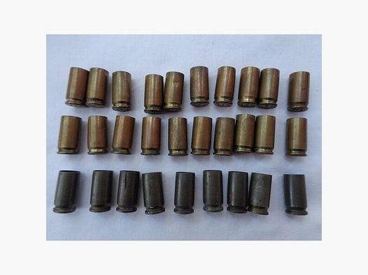 Wehrmacht Hülsen 9mm Para, 20x Messing `41 & 9x Stahl `42/43
