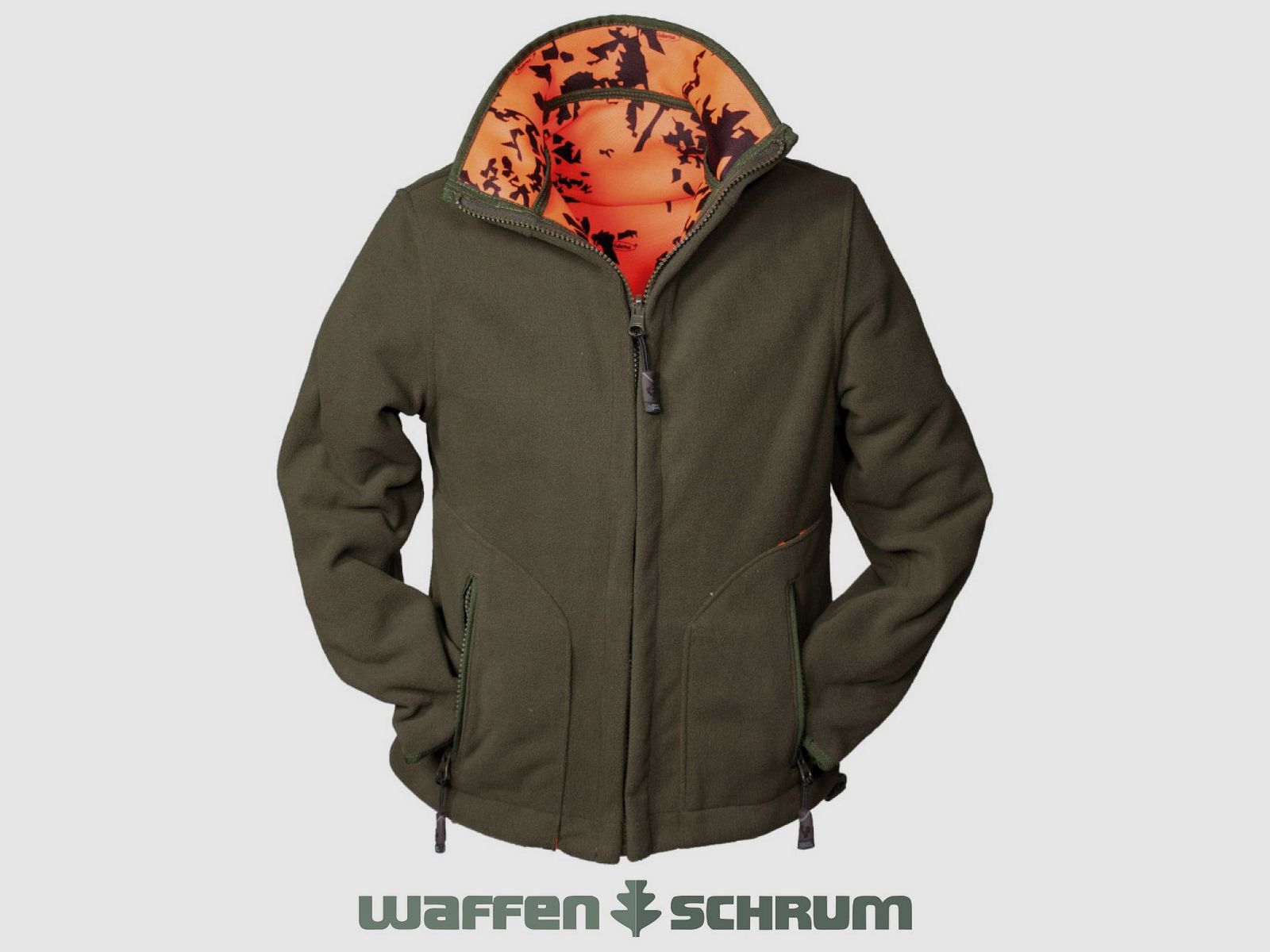 Hubertus Kinder Warn-Wende-Fleecejacke Oliv/orange