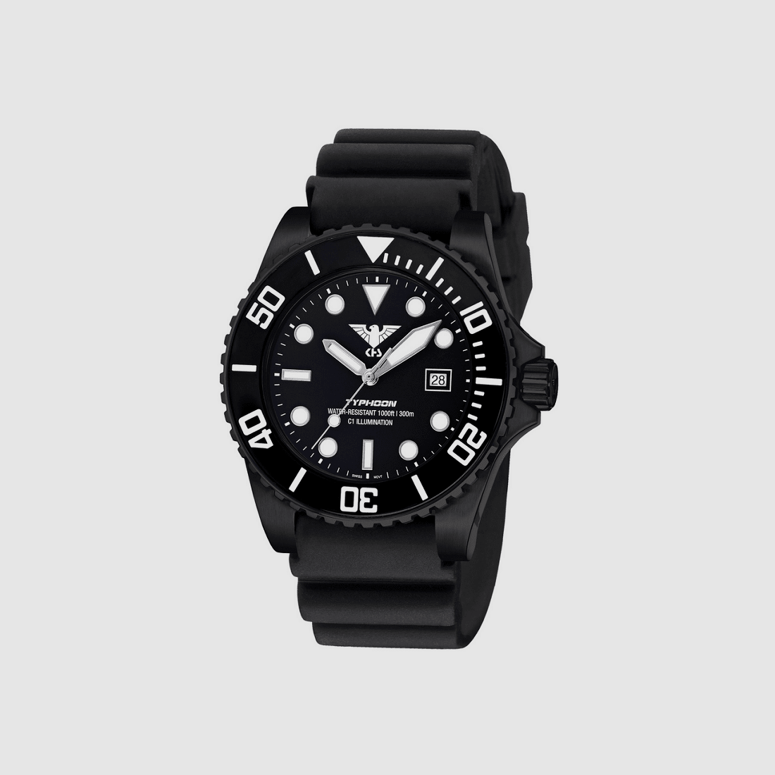KHS Typhoon Black Steel Tactical Watch