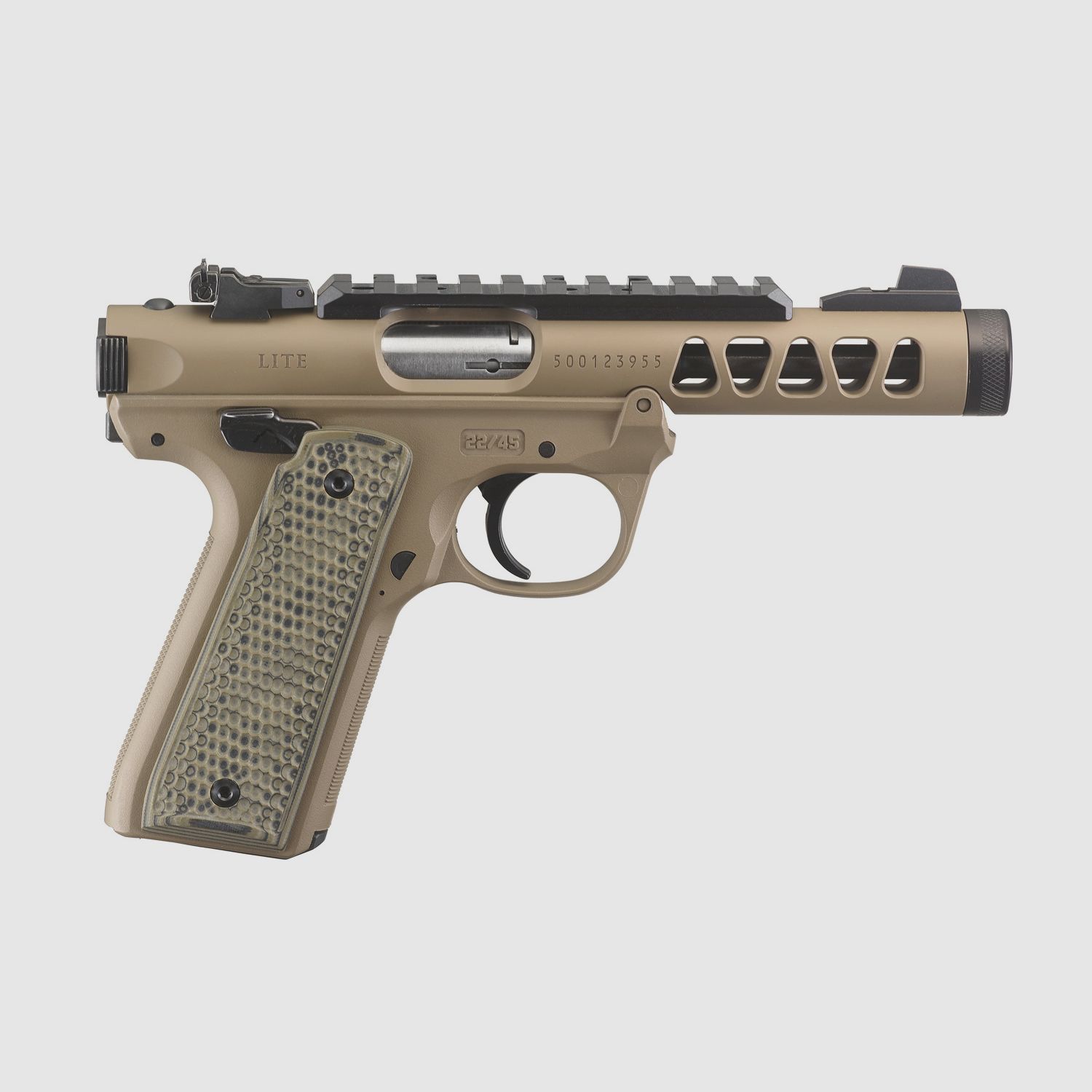 RUGER PISTOLE MARK IV 22/45 LITE .22 LR 4,4"/11,18CM FDE CERAKOTE 1/2"-28