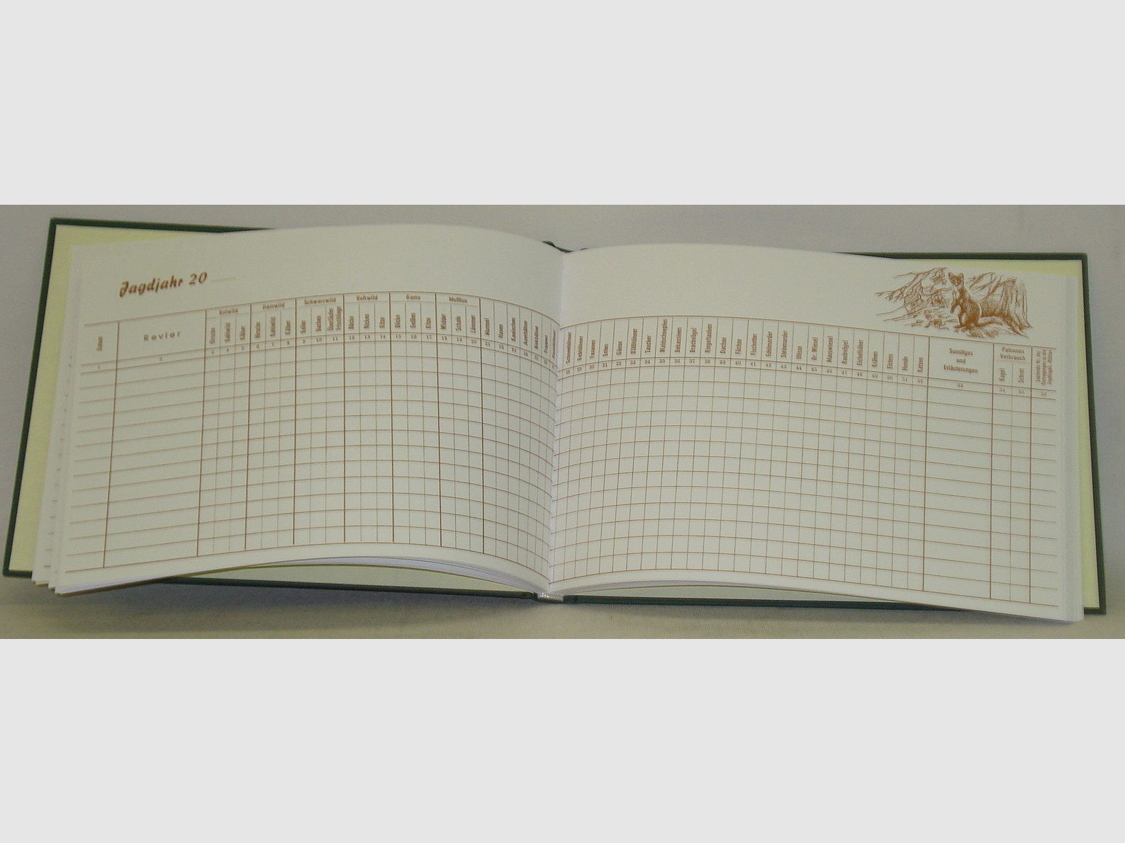 Schuss- und Jagdtagebuch A5 - grünen Leinen, 128 Seiten