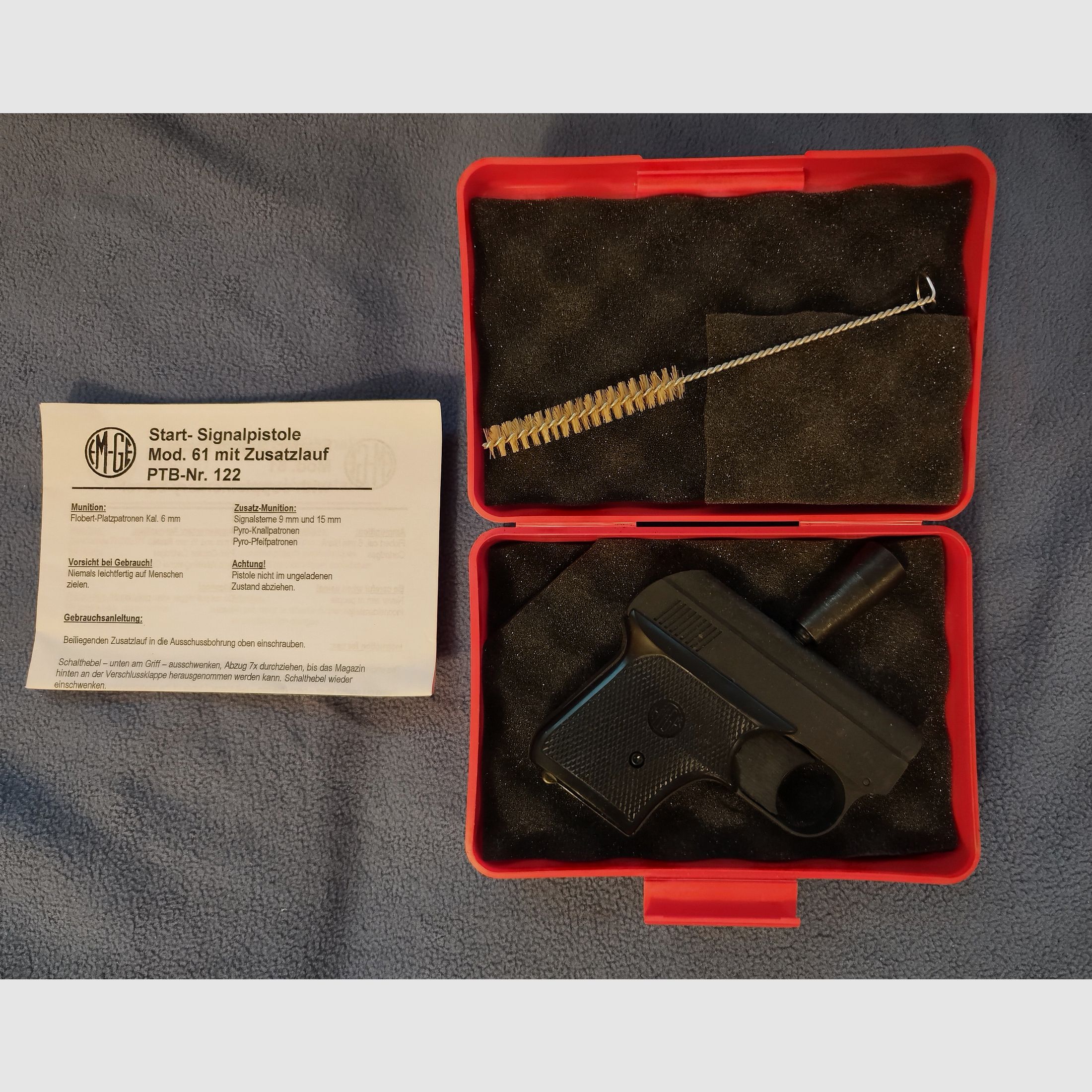 EM-GE 61 Startpistole 6 mm matt brüniert Signalpistole mit Zusatzlauf