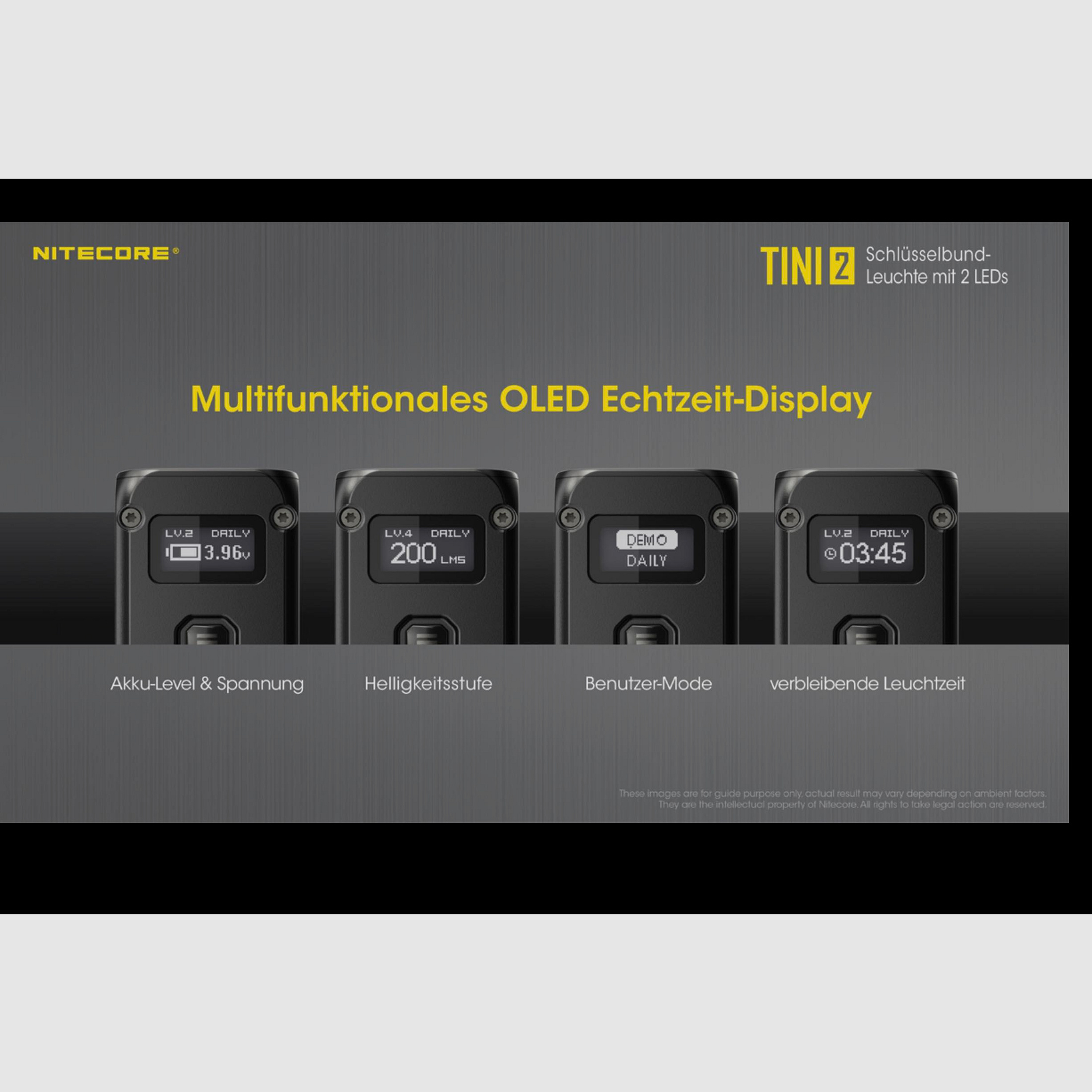 Nitecore TINI2 schwarz LED Taschenlampe 500 Lumen