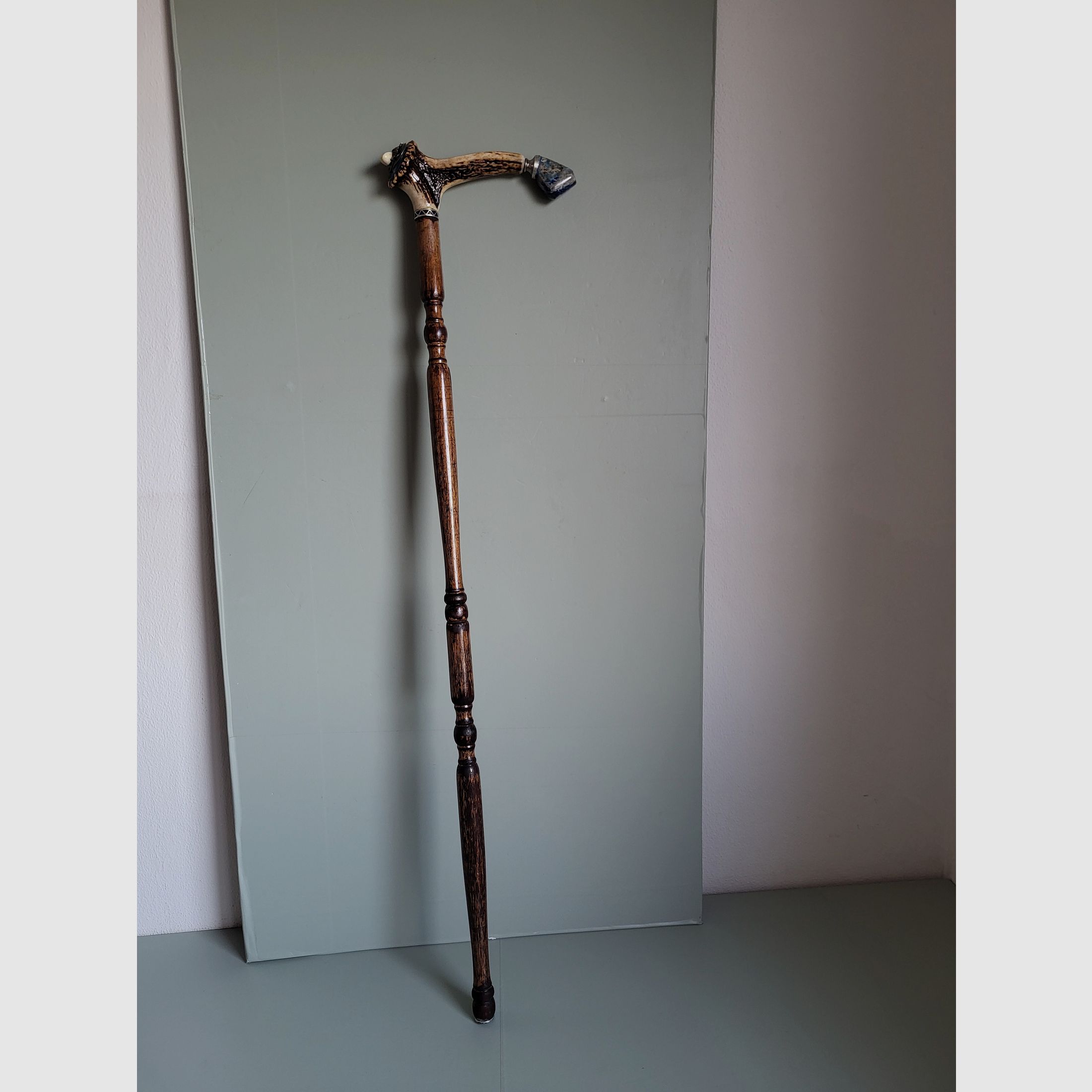 Bâton de marche de chasseur - 900 argent - Schariwari - lapis-lazuli - années 1940