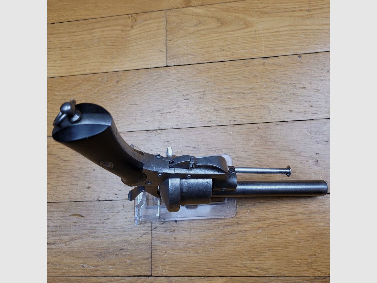 Curieuze pinfire revolver in kaliber 9mm – met gesloten frame – het grootste van de "zak" modellen – mooie ebbenhouten grepen – goede mechanica – zelfverdedigingswapen uit de Belle Époque – BE, afbeelding 6 van 16