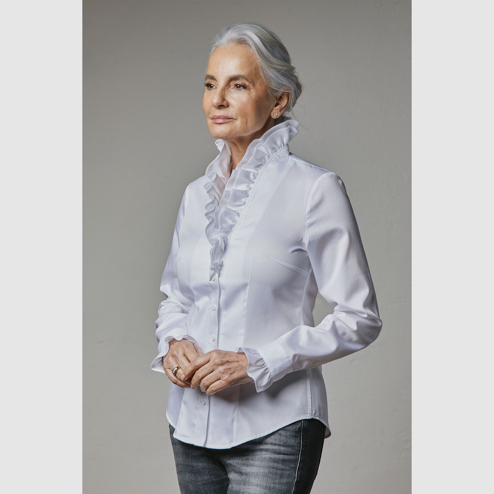 Wallmann Blusa Bianca con Grandi Volant