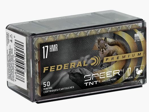 Federal Premium Varmint & Predator Speer TNT .17 HMR 17GR JHP 50 patronen