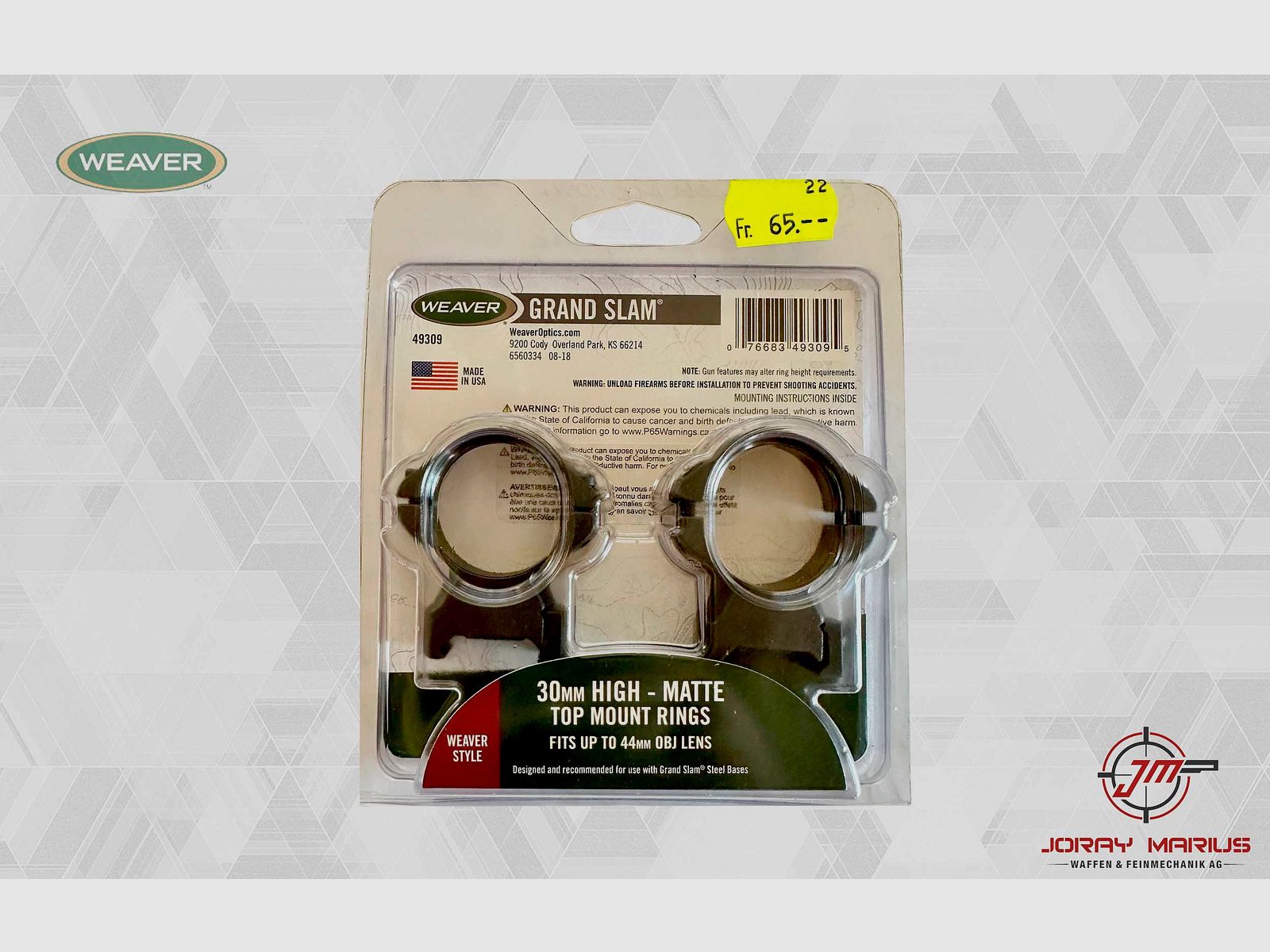 Weaver Grand Slam 30 mm Montageringe High, Matt, Bild 2 von 2