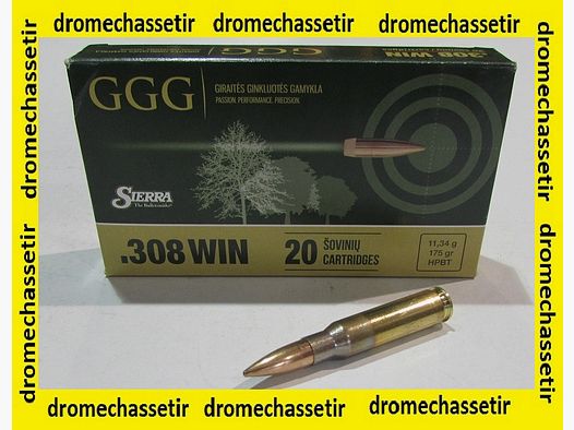 Box of 20 cartridges GGG, cal. 308 Winchester, 175 grains HPBT