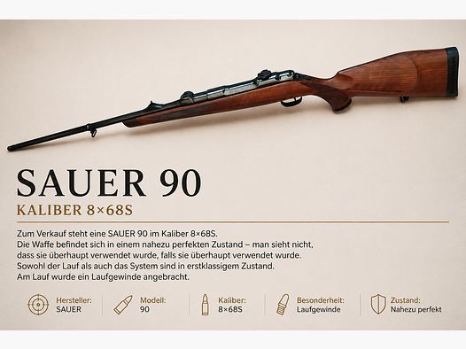 SAUER 90 caliber 8×68S like new