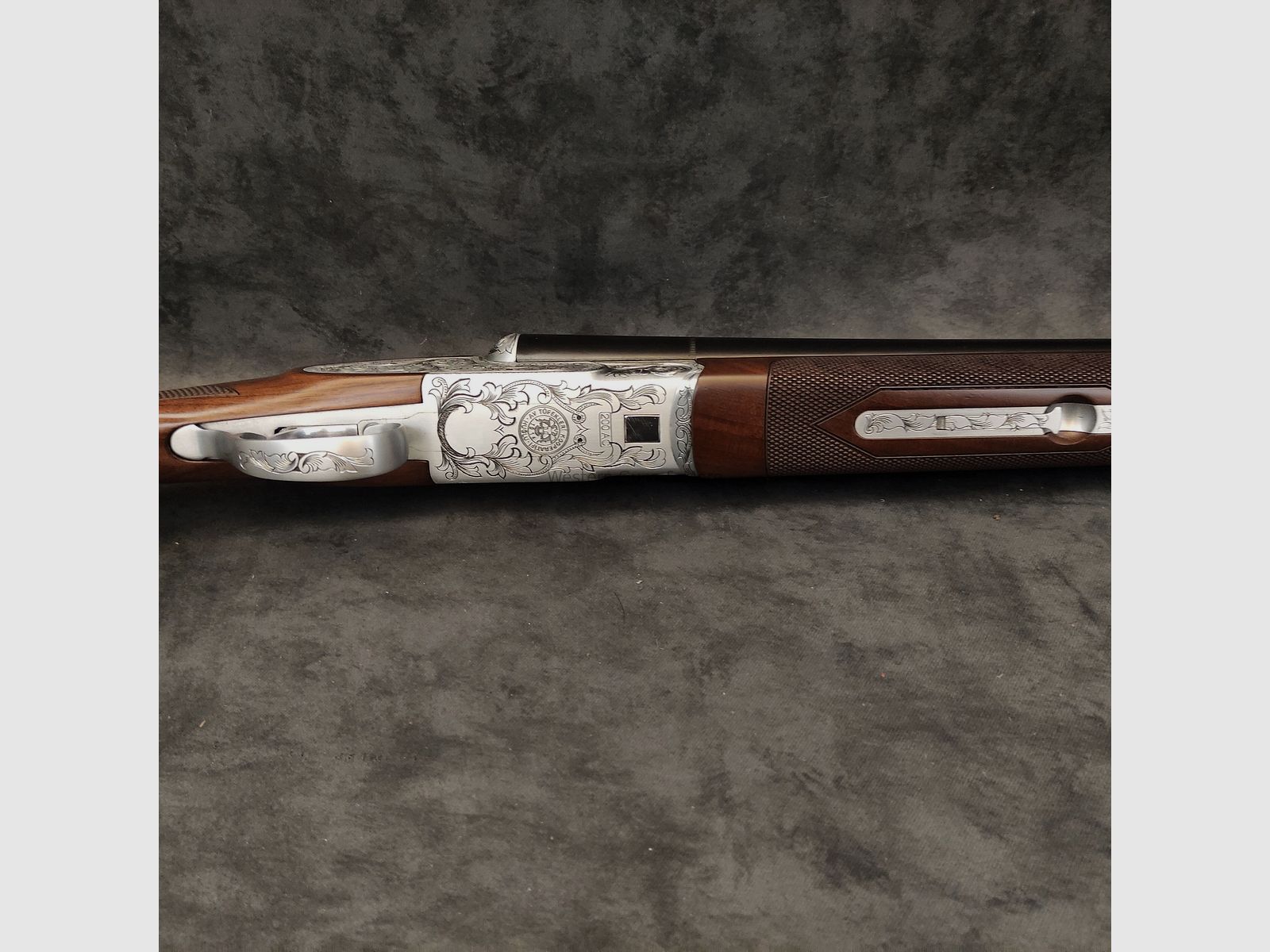 Huglu	 Huglu Kal.12/76  Mod.200AC Silber voll Graviert "Coachgun"