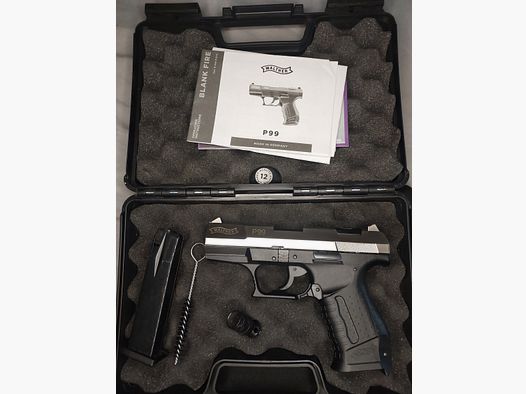 Walther P99 blank firing pistol 9mm P.A.K. bicolor Nickel (PTB 762) P 99