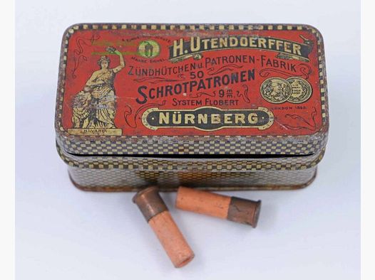 H. Utendoerffer, Neurenberg Flobert in originele blikken doos 9mm Flobert schot