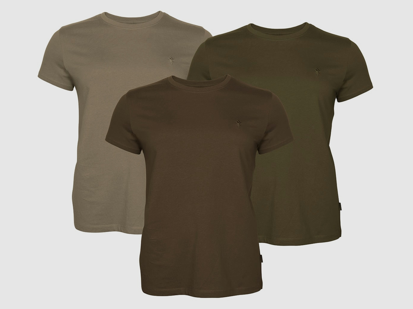 Pinewood T-Shirt 3er Pack Green/ H.Brown/ Khaki