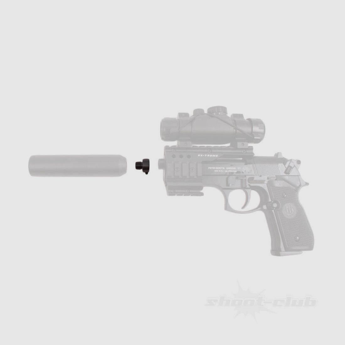 shoXx Schalldämpferadapter für Co2 Pistole Beretta M92 1/2 UNF