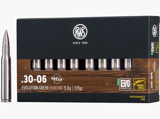 RWS Rifle Cartridges Evolution Green Short Rifle .30-06 Spr. 139 grains