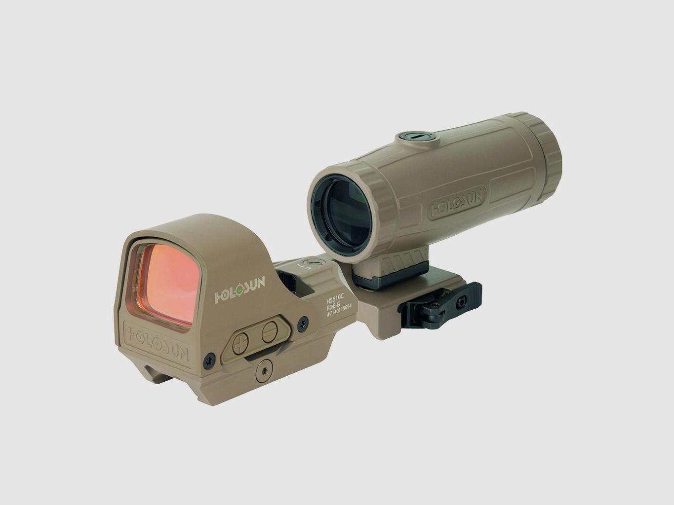 Holosun Set, Holosun Reflexvisier, Modell HE510C-GR-FDE mit grünem Wechselabsehen: 2MOA Dot, 65MOA Circledot & 65MOA Circle und Magnifier HM3X-FDE, Bild 1 von 12