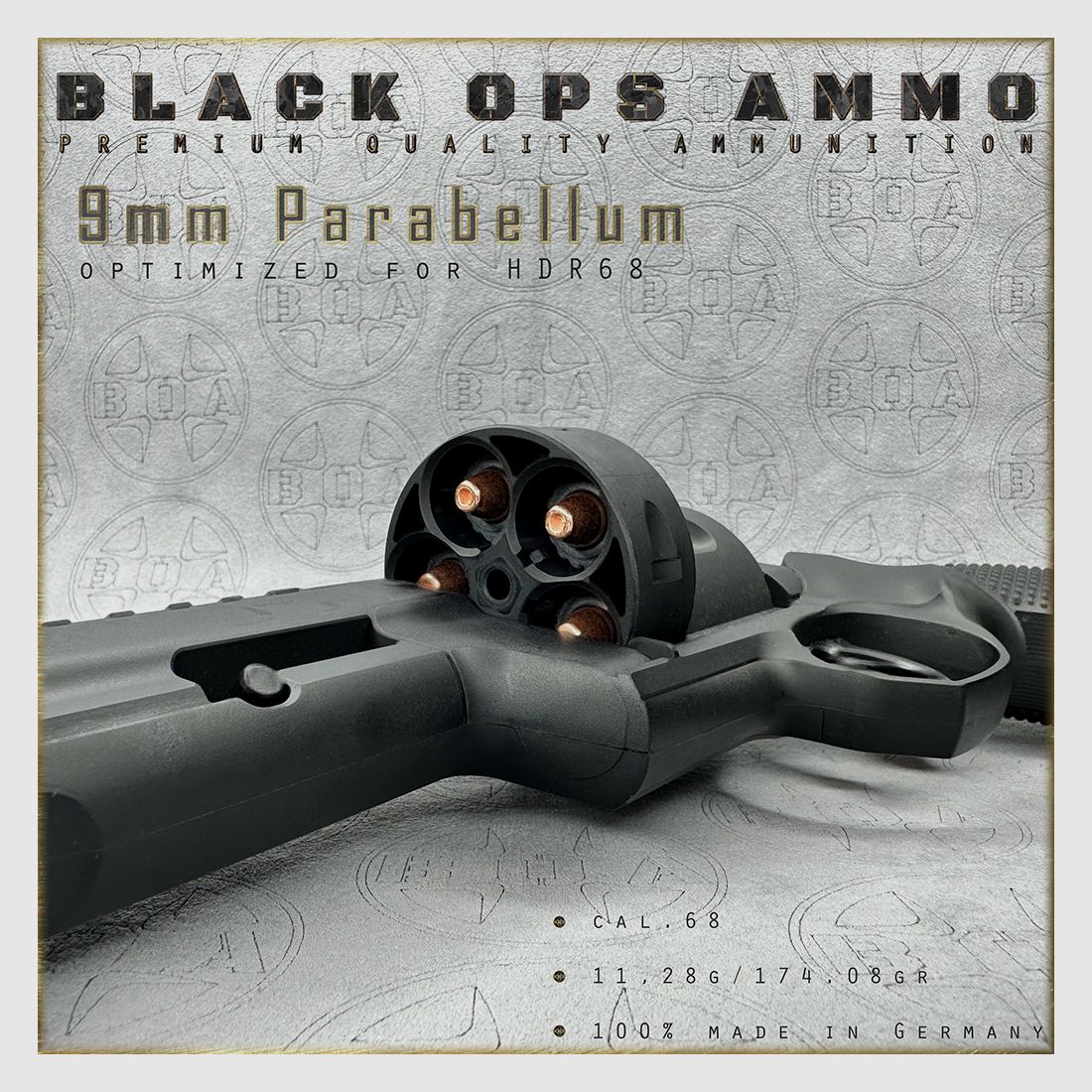 10x + 2 9mm Parabellum BLACK OPS AMMO HDR 68 TR cal.68 Munition T4E Umarex HDR68 TR68