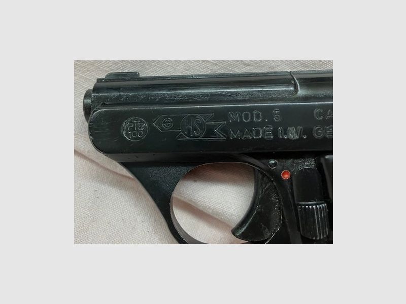 HS Gas- und Alarm-Pistole, Mod. 5, Kal. 8 mm, PTB Nr. 100, Taschenpistole 6-schüssig