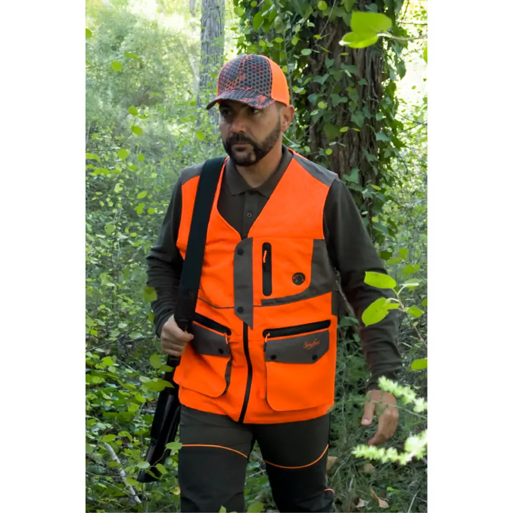 Vest Benisport Orvallo Hoge Zichtbaarheid Khaki/Oranje, afbeelding 2 van 2