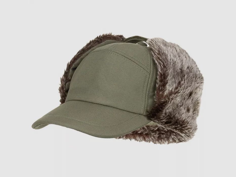 Winter Cap "Trapper" mit Kunstfell, Oliv