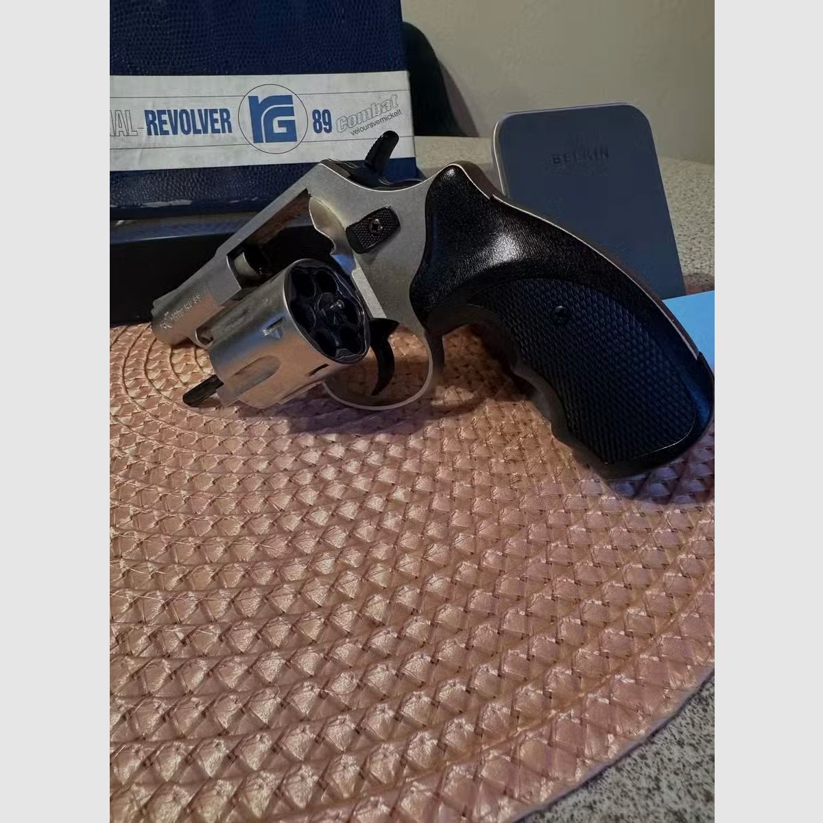 Röhm Gasrevolver (SRS) RG 89 Nickel Kal.9mm R Compatgriff