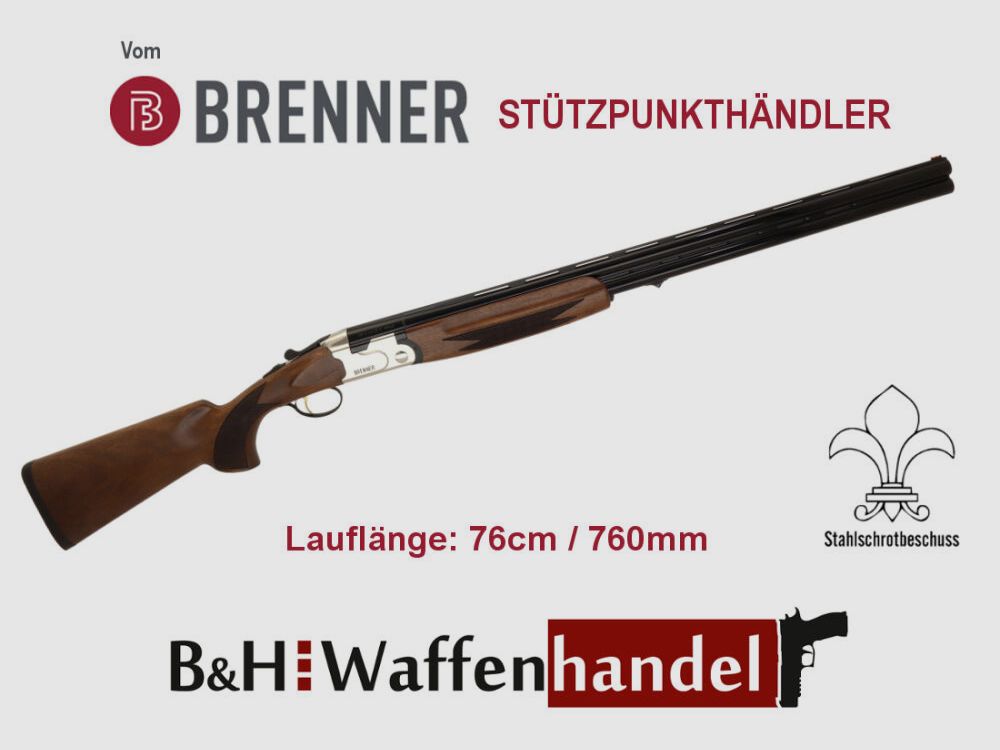 Brenner BF18 White / BF 18 Silber LL76cm Bockflinte - Stahlschrotbeschuss