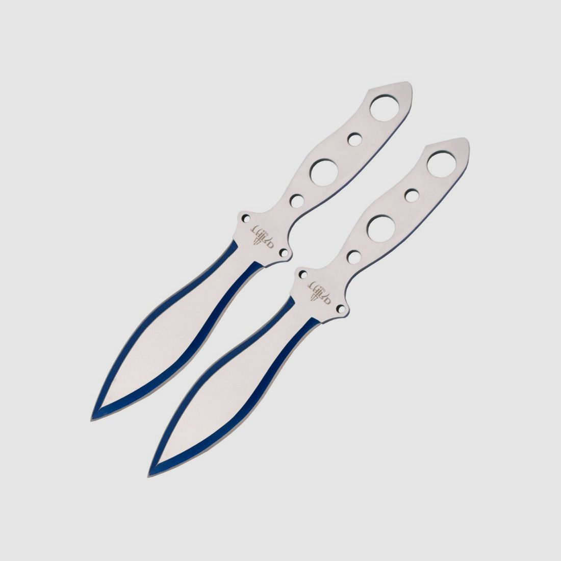 Wurfmesser Set silber-blau inklusive Nylon-Scheide