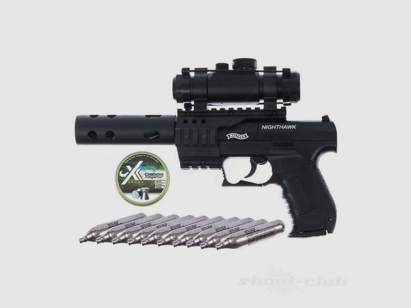 Walther Night Hawk black 4,5 mm Diabolos max. 3,5J Diabolos Set