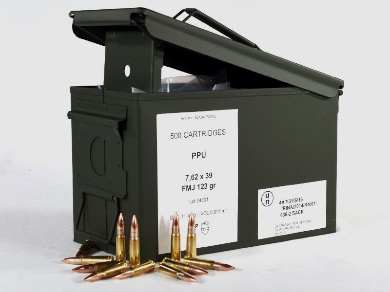 PPU-Munitionsbox mit 7,62x39 FMJ 123 grs 1 Munitionskiste (500 Schuss á 0,758 €*)