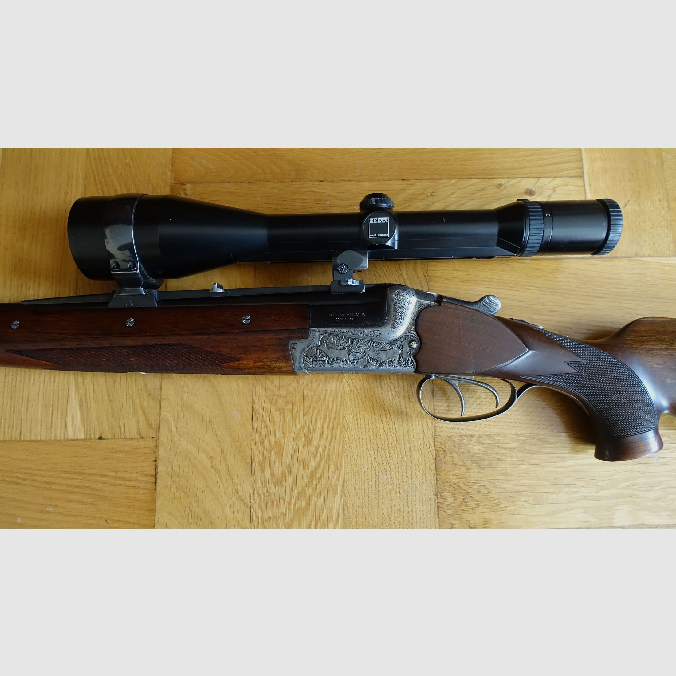 Bockdoppelbüchse Merkel BDB 221E 8x57JRS / Zeiss Diavari 3-12x56