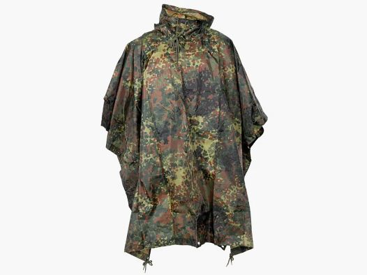 Leichter Regenponcho (300g), BW Flecktarn, Rip-Stop-Gewebe, Unigröße (223x144cm)