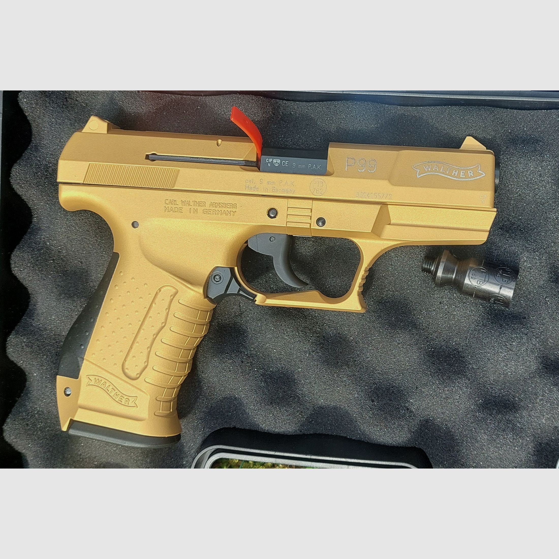 ⚠️ RARE! MODÈLE SPÉCIAL Walther P99 en finition dorée "GOLD" 9 mm (PTB 762) Schreckschuss pas Reck Glock HW94 Colt