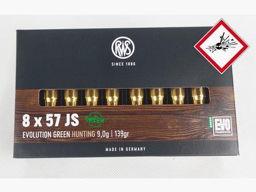 RWS Evo Green Jagdpatrone Karl. 8X57 JS 139grs
