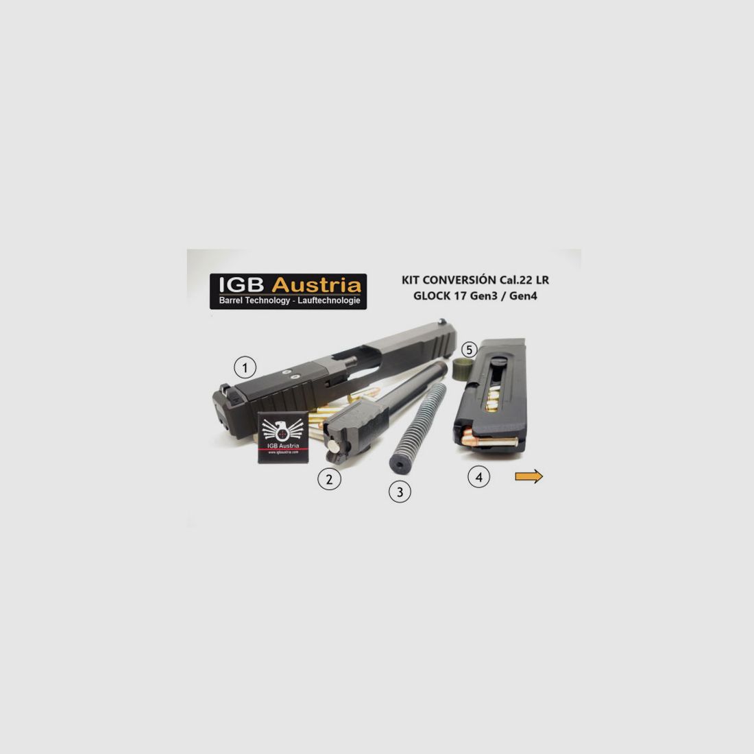 Kit de conversión al cal 22 lr IGB para Glock 17/34 Gen3 y Gen4