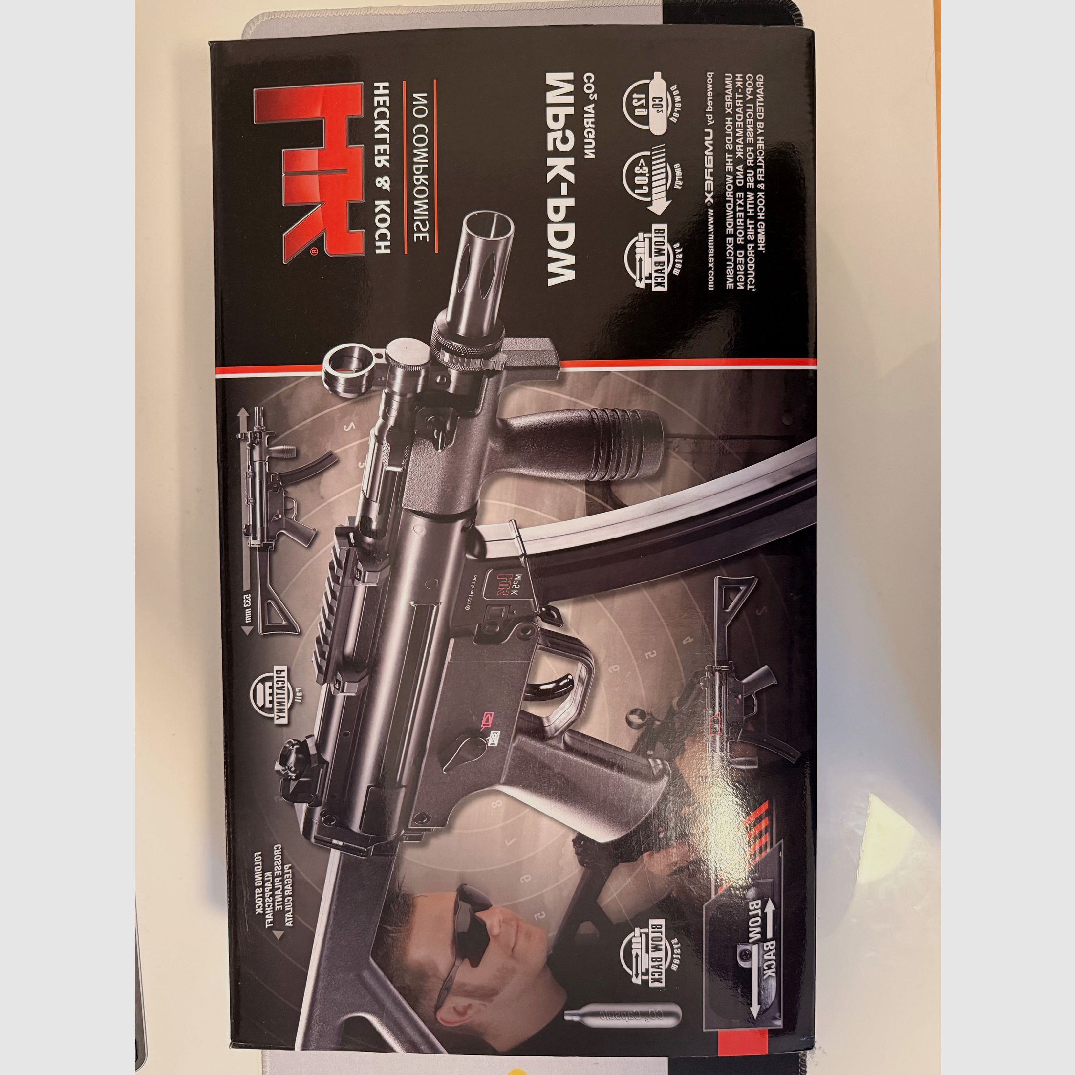 Heckler & Koch MP5K-PDW cal.4,5mm Stahl BB Co2 & Madbull Raptor Silencer