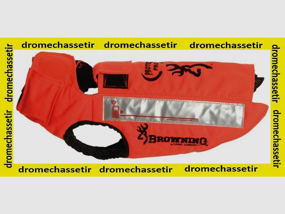 Schutzweste PROTECT PRO, 8 Schichten Browning, für Hund, Größe 50, ORANGE Fluo
