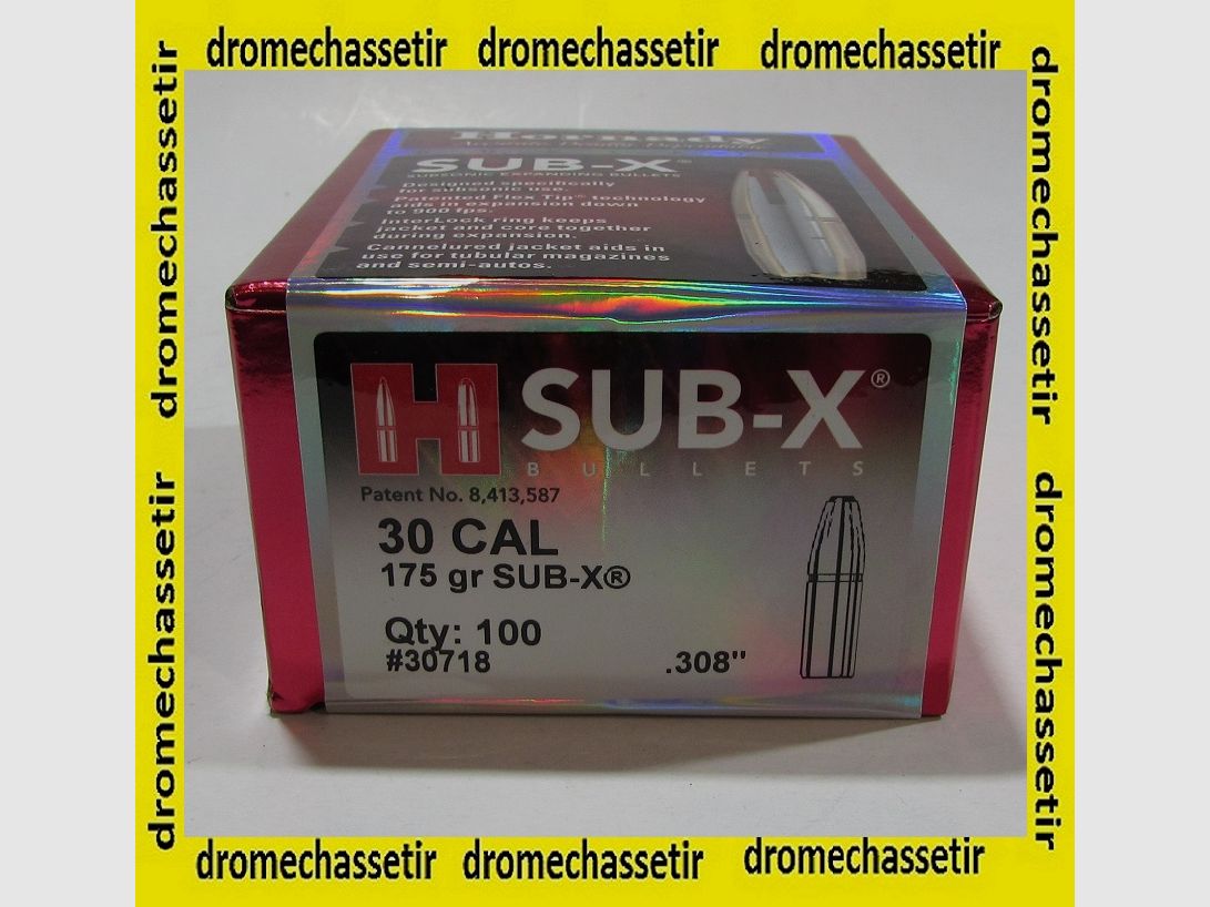 BOX MIT 100 GESCHOSSEN HORNADY SUB-X kal 30/308 175GR ref 30718
