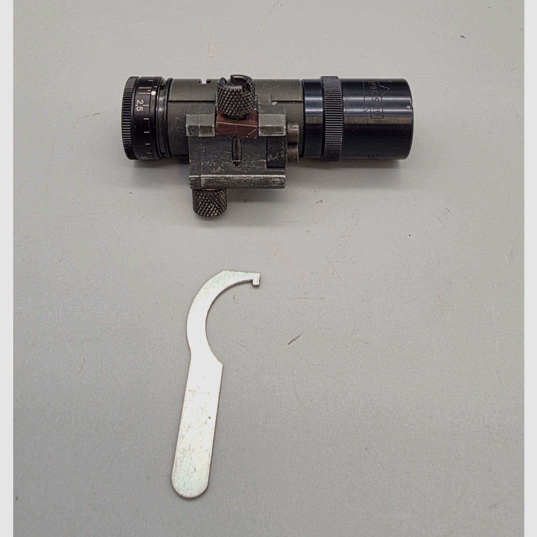 Tunneled front sight Anschütz with adjustable front sight ring with adapter
