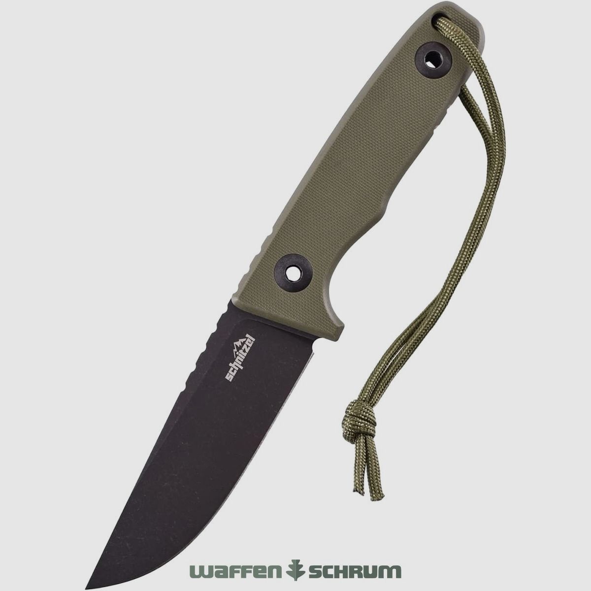 Cuchillo outdoor Schnitzel TRI verde de acero inoxidable 14C28N con acabado black stonewash incluido funda de Kydex con sistema de transporte Dangler