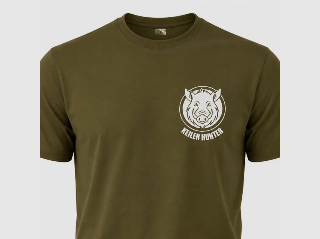 T-Shirt Keiler Hunter kaki 100% Baumwolle kurze Ärmel Logo 3, Bild 6 von 10