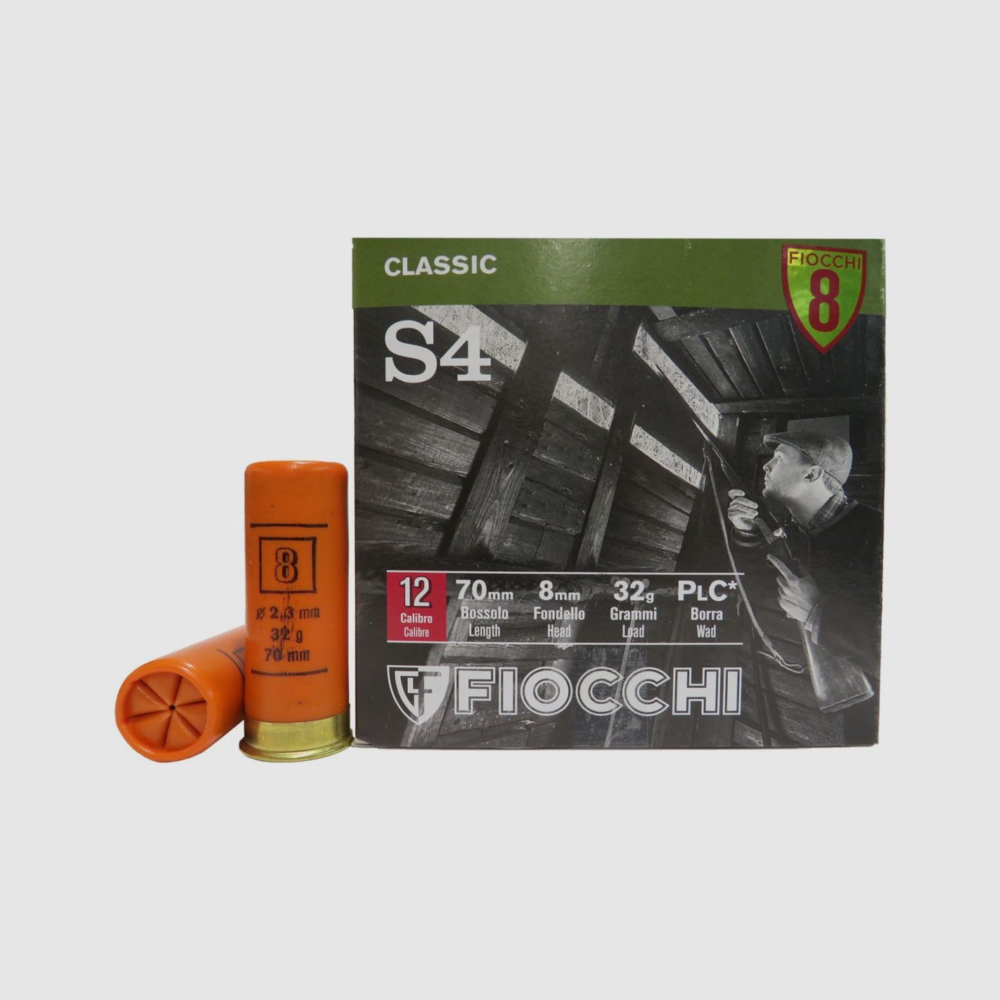 Fiocchi S4 Patronen cal. 12/70 32 g Bleischrot 8
