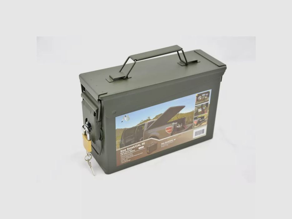 <NATO / US ammunition box size 1 (Cal.30), metal, lockable, lock with 2 keys, olive, without print, new>